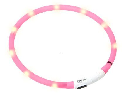 Karlie Visiolight svíticí LED obojek pro psy 70 cm růžový