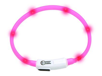 Karlie Visiolight svítící LED obojek 35 cm růžový