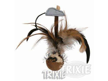 Trixie Squieky míček s peřím a myškou 15 cm
