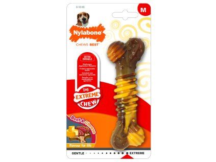 Hračka NYLABONE Extreme Chew Texture Bone Steak&Cheese M