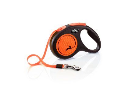 Flexi New Neon M pásek 5m/25 kg oranžové