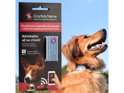 ScanMy.Name chytrá psí známka s čipem - Modrá