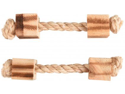 Hračka BBQ lano + 2x přírodní kostky na okusování 12cm