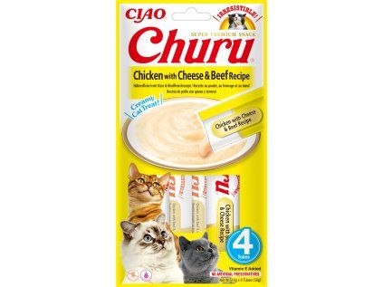 Churu cat masové pyré - kuře, hovězí a sýr 56 g