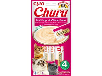 Churu cat masové pyré - tuňák, krevety 56 g