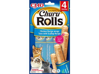 Churu cat tyčinky - kuře, tuňák a hřebenatky 40 g