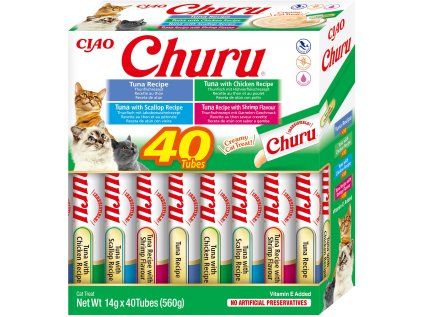 Churu cat masové pyré mix - tuňák, mořské plody 560 g (balení)