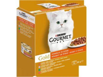 Gourmet Gold multipack Exotic (8ks) - 7+1 zdarma - kousky masa ve šťávě