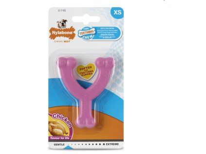 Nylabone hračka Puppy Wishbone příchuť kuřecí ružová XS