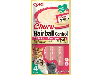 Churu Cat Hairball masové pyré - kuře 4 x 14g