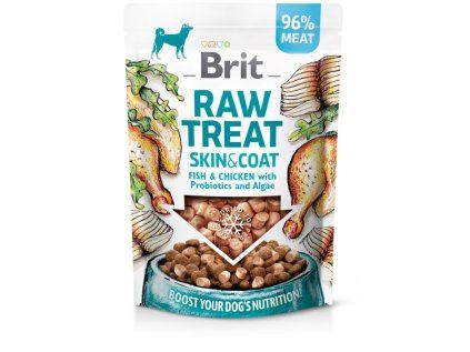 Brit RAW TREAT Skin&Coat Fish&Chicken pamlsky pro psy 40g