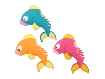 Huhubamboo pískací hračka pro psy ryba mix barev 21cm
