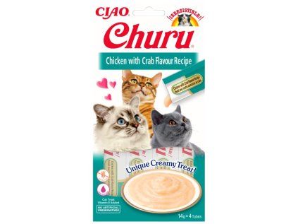 Churu cat masové pyré - kuře, krab 4x14g