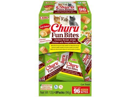 Churu Cat Fun Bites – kuřecí s náplní kuře s dýní 8x12g