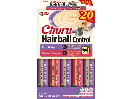 Churu Cat masové pyré Hairball – tuňák, kuře 20×14g (BAL)