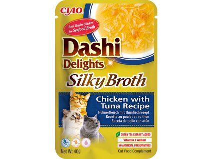 Kapsička Dashi Cat Delights Silky Broth kuře s tuňákem 40g