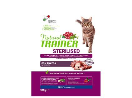 Granule pro sterilizované kočky Natural Trainer kachna 300 g