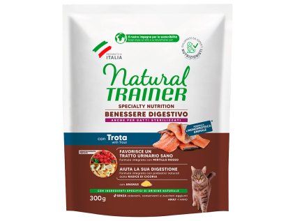 Granule pro sterilizované kočky Natural Trainer pstruh 300 g